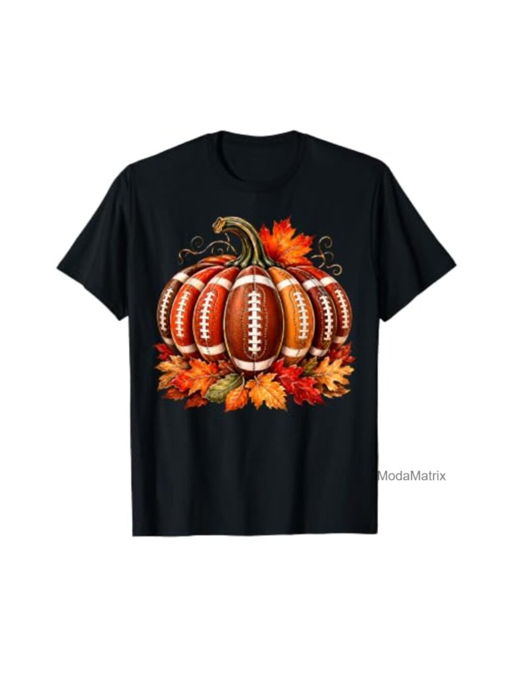 Fall Game Day Football Pumpkin Autumn Leaves Graphic Tee